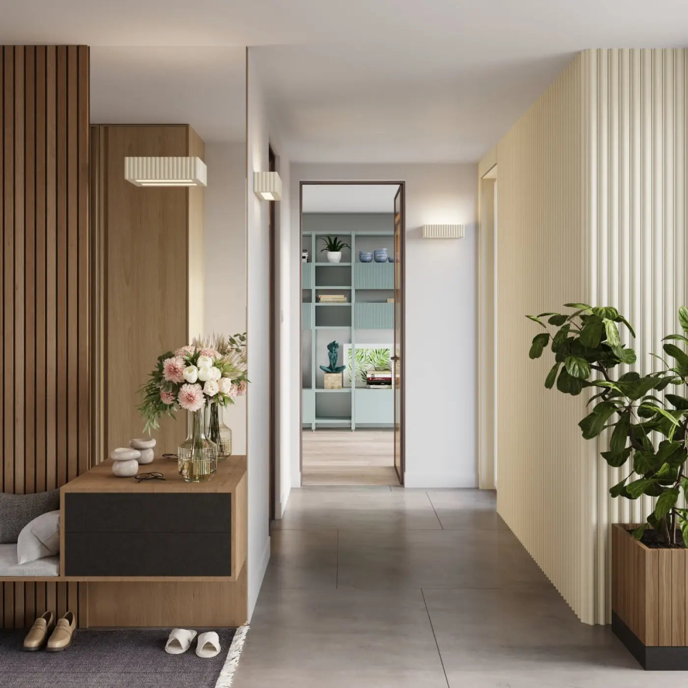 Applique murale céramique beige rainurée E27 moderne — vue 9