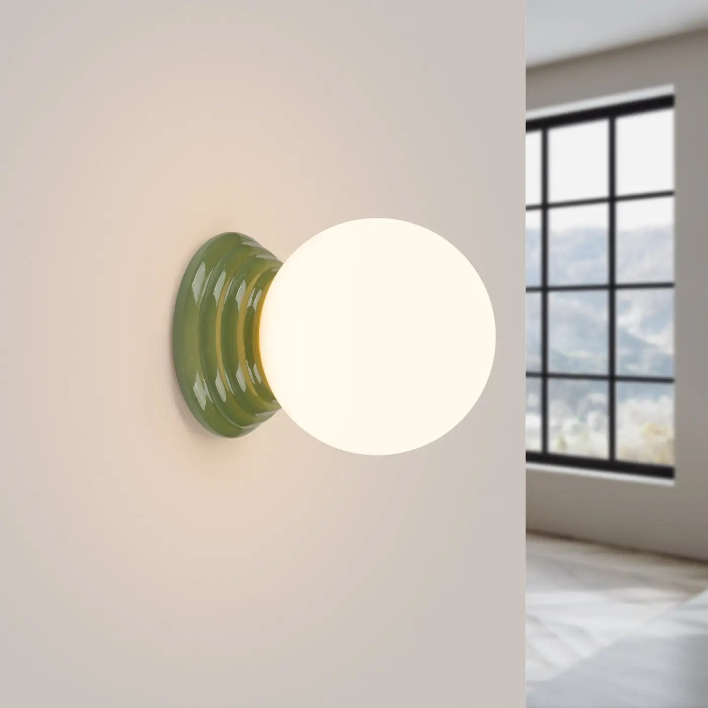 Applique murale céramique blanche boule opaline IP44 — vue 1