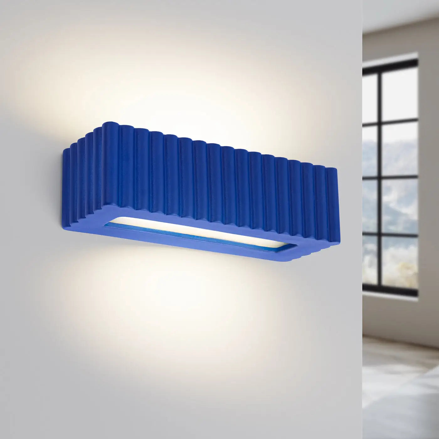 Applique murale céramique bleu outremer rainurée E27 — vue 1