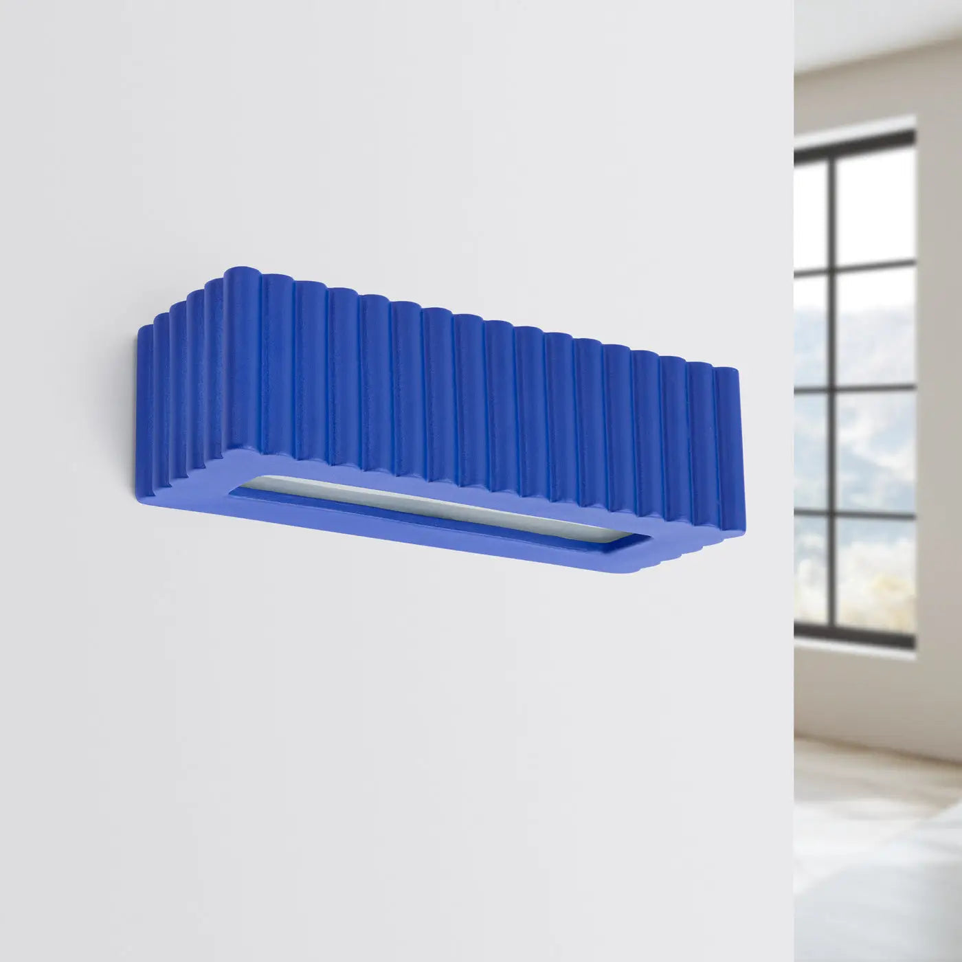 Applique murale céramique bleu outremer rainurée E27 — vue 2