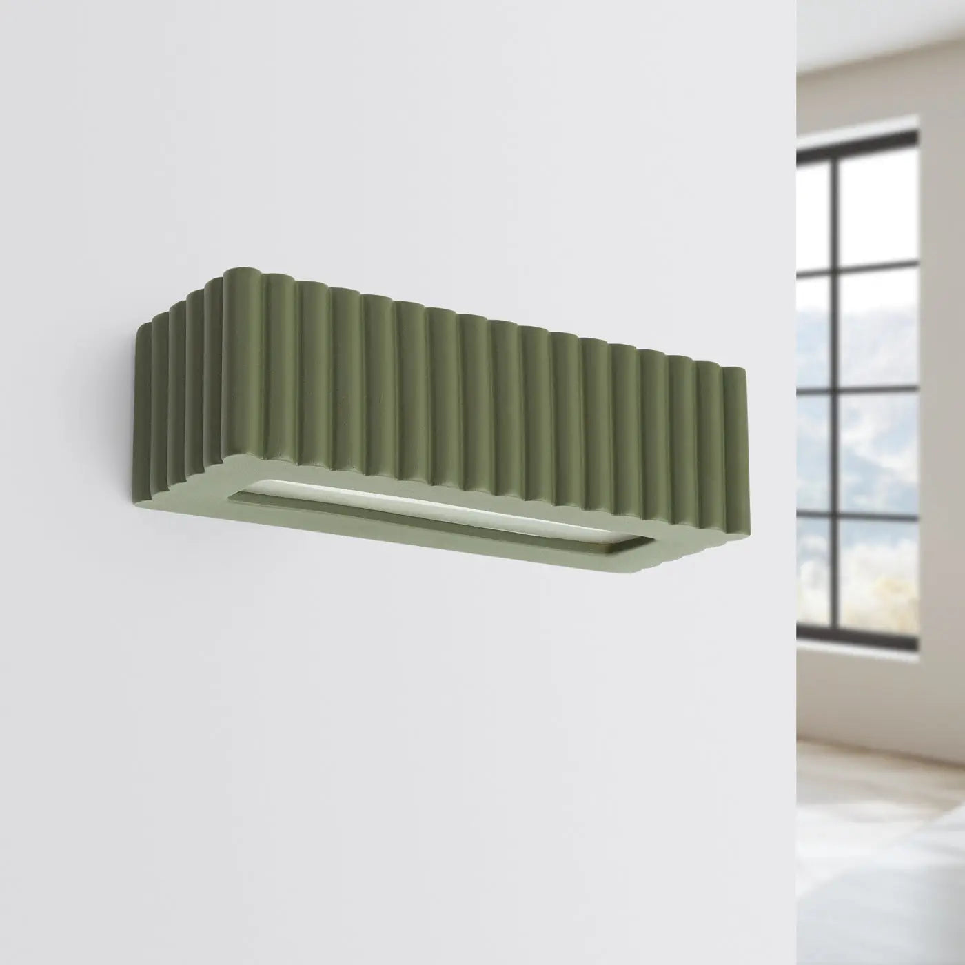 Applique murale céramique vert olive rainurée E27 — vue 2