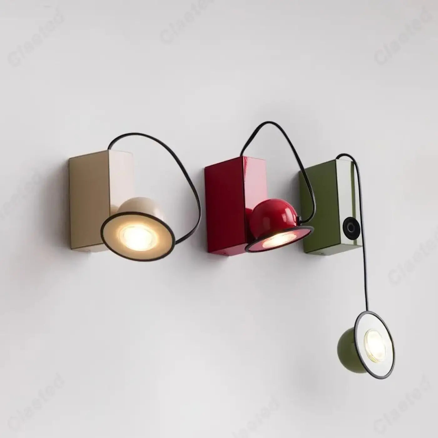 Applique murale compacte en métal vert rouge ou beige — vue 1