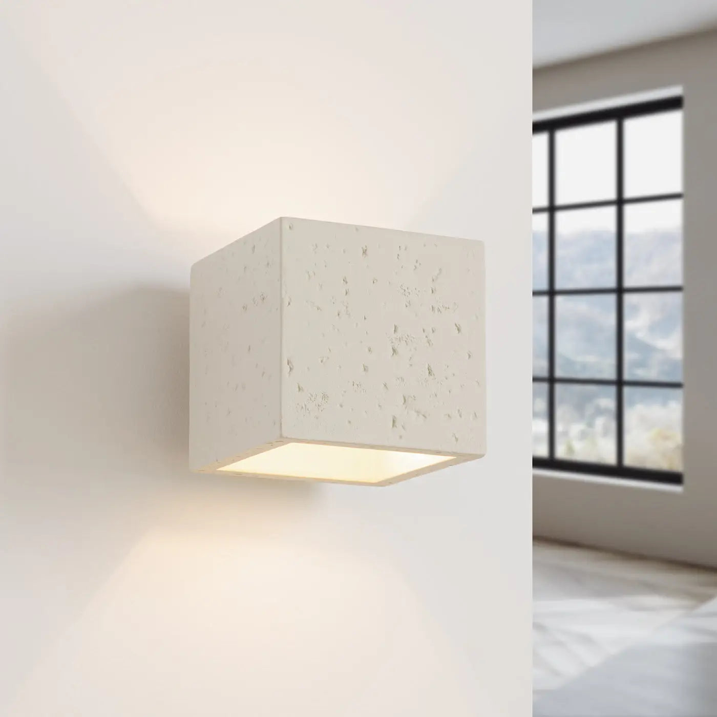 Applique murale cube en béton beige minimaliste — vue 1