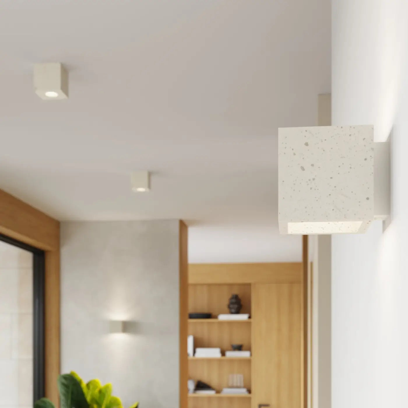 Applique murale cube en béton beige minimaliste — vue 10