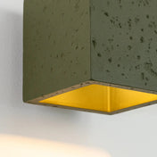 Applique murale cube en béton vert olive style industriel — vue 3