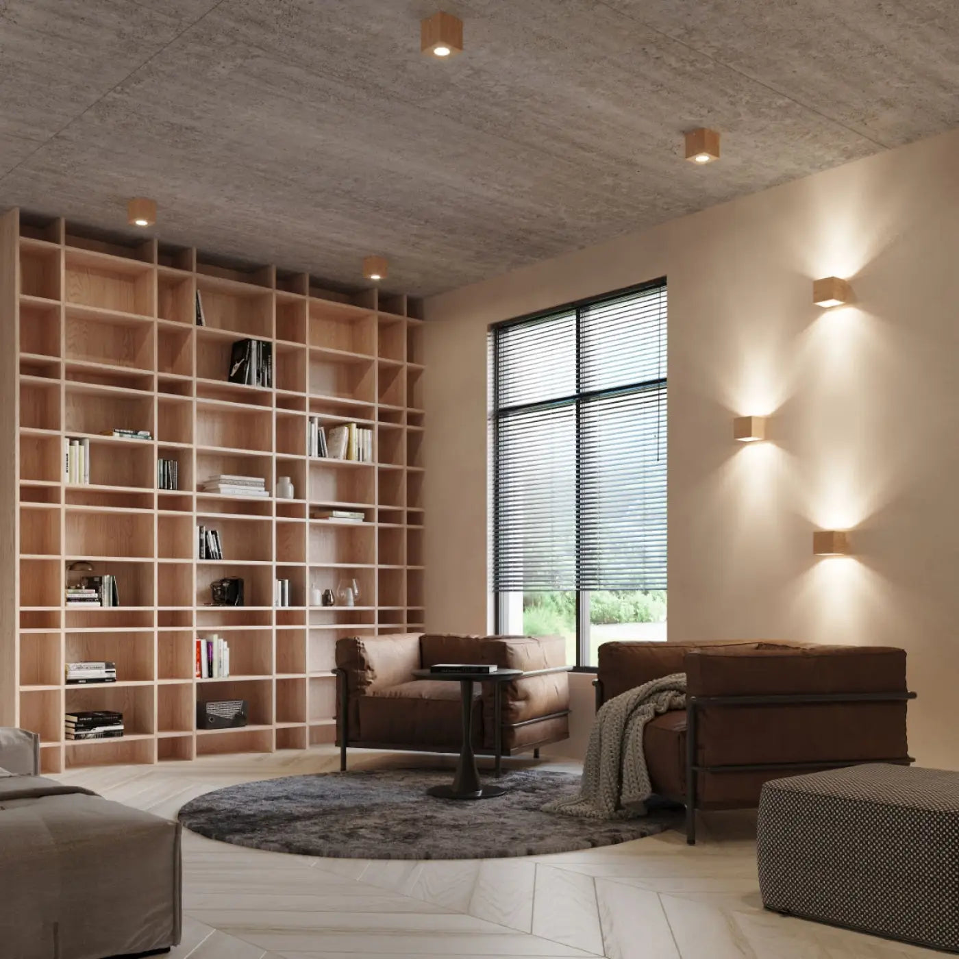 Applique murale cube en bois naturel style scandinave — vue 4