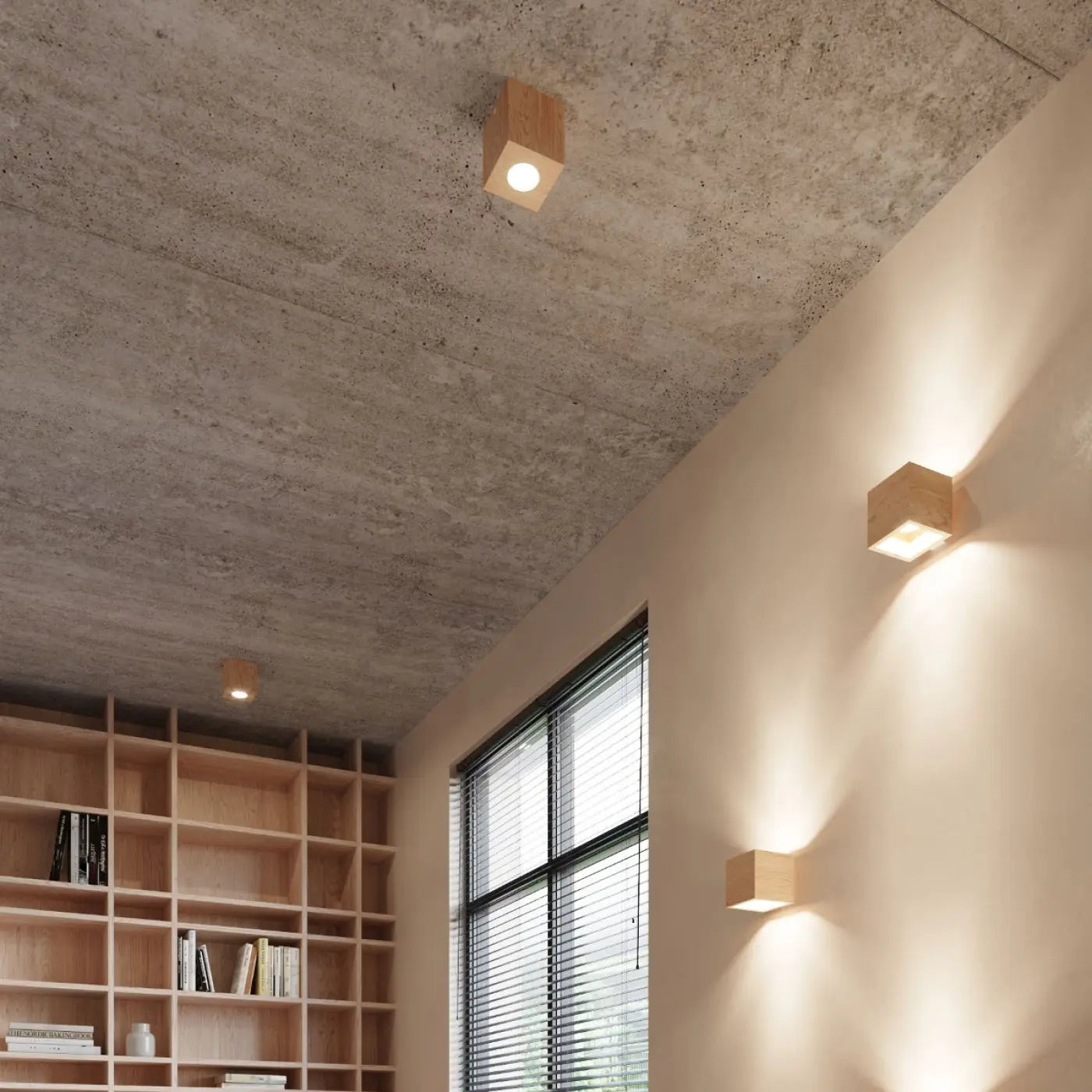Applique murale cube en bois naturel style scandinave — vue 6