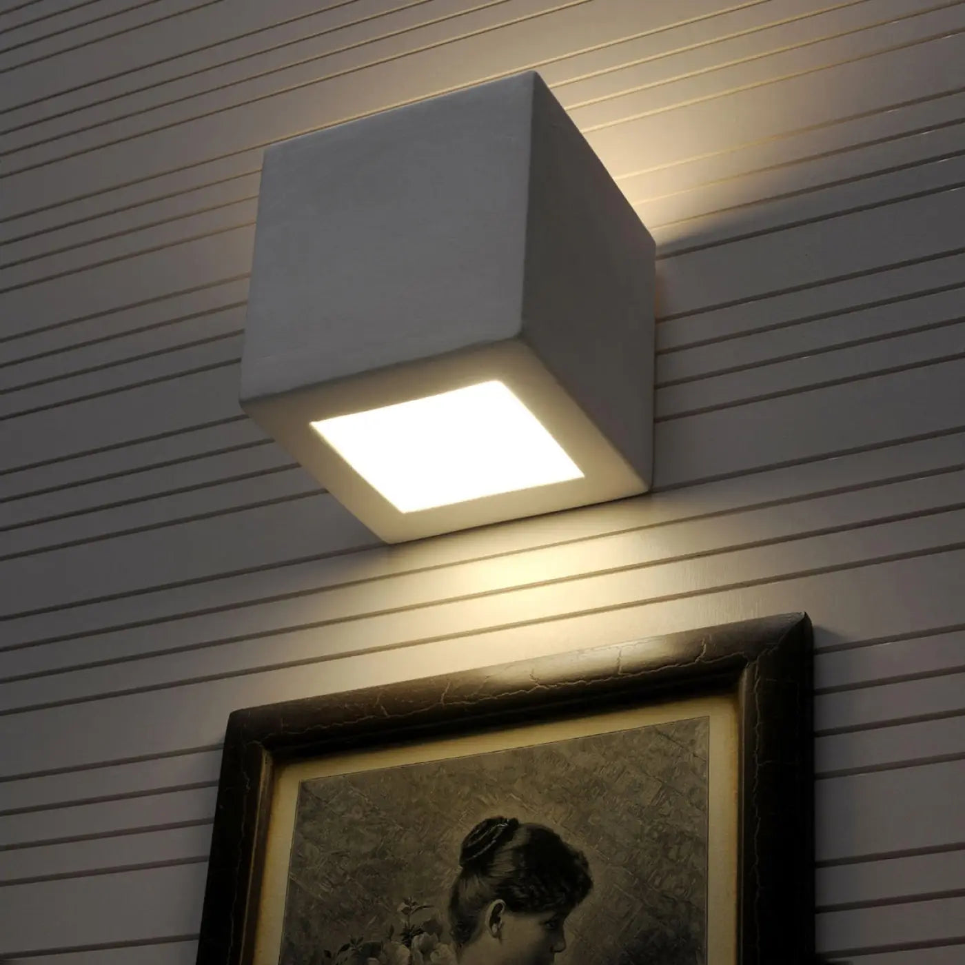 Applique murale cube en céramique blanche et verre E27 — vue 3