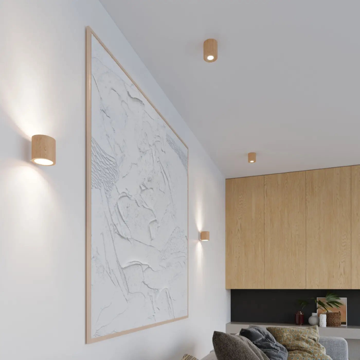 Applique murale cylindre en bois naturel scandinave — vue 6