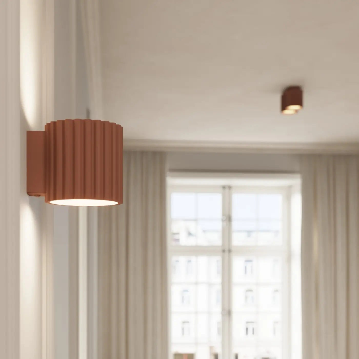 Applique murale cylindrique cannelée moka en aluminium G9 — vue 11