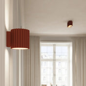 Applique murale cylindrique cannelée rouge ochra aluminium — vue 11