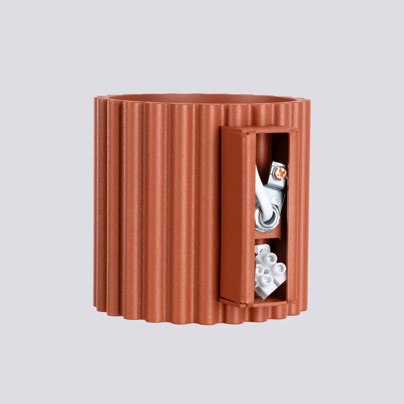 Applique murale cylindrique cannelée rouge ochra aluminium — vue 7