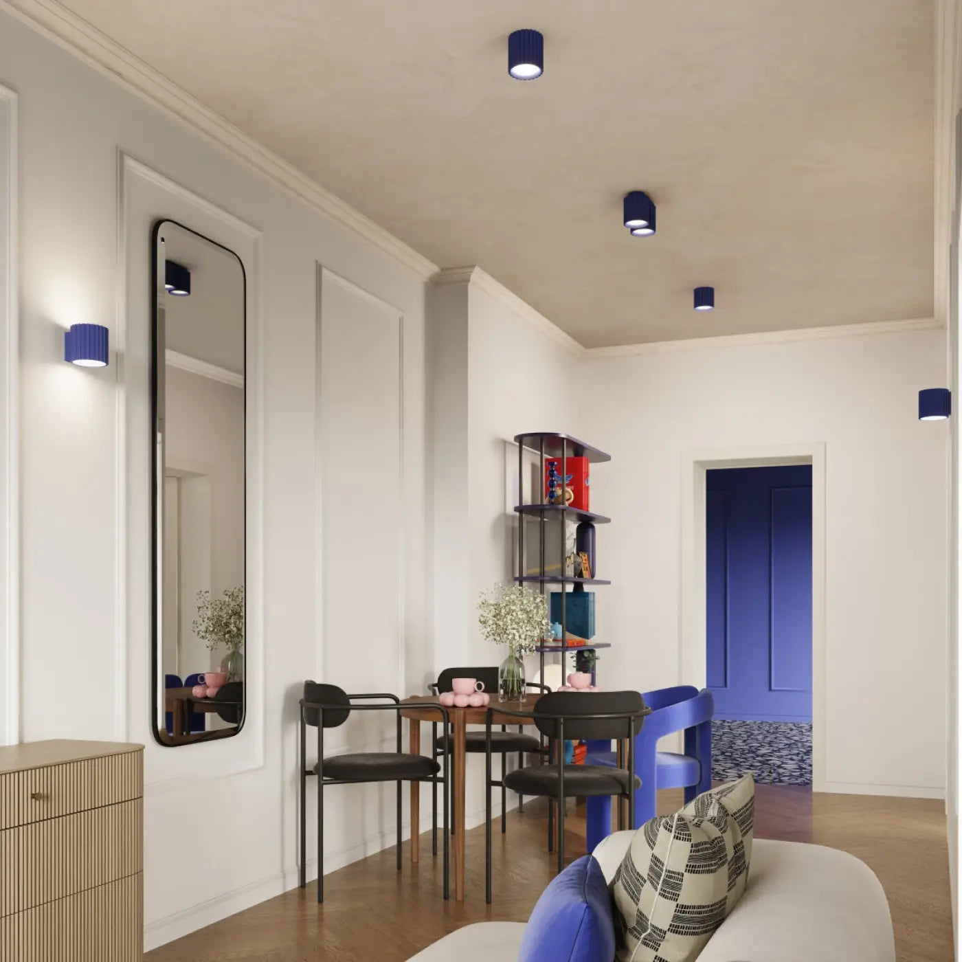 Applique murale cylindrique cannelée ultramarine aluminium — vue 10