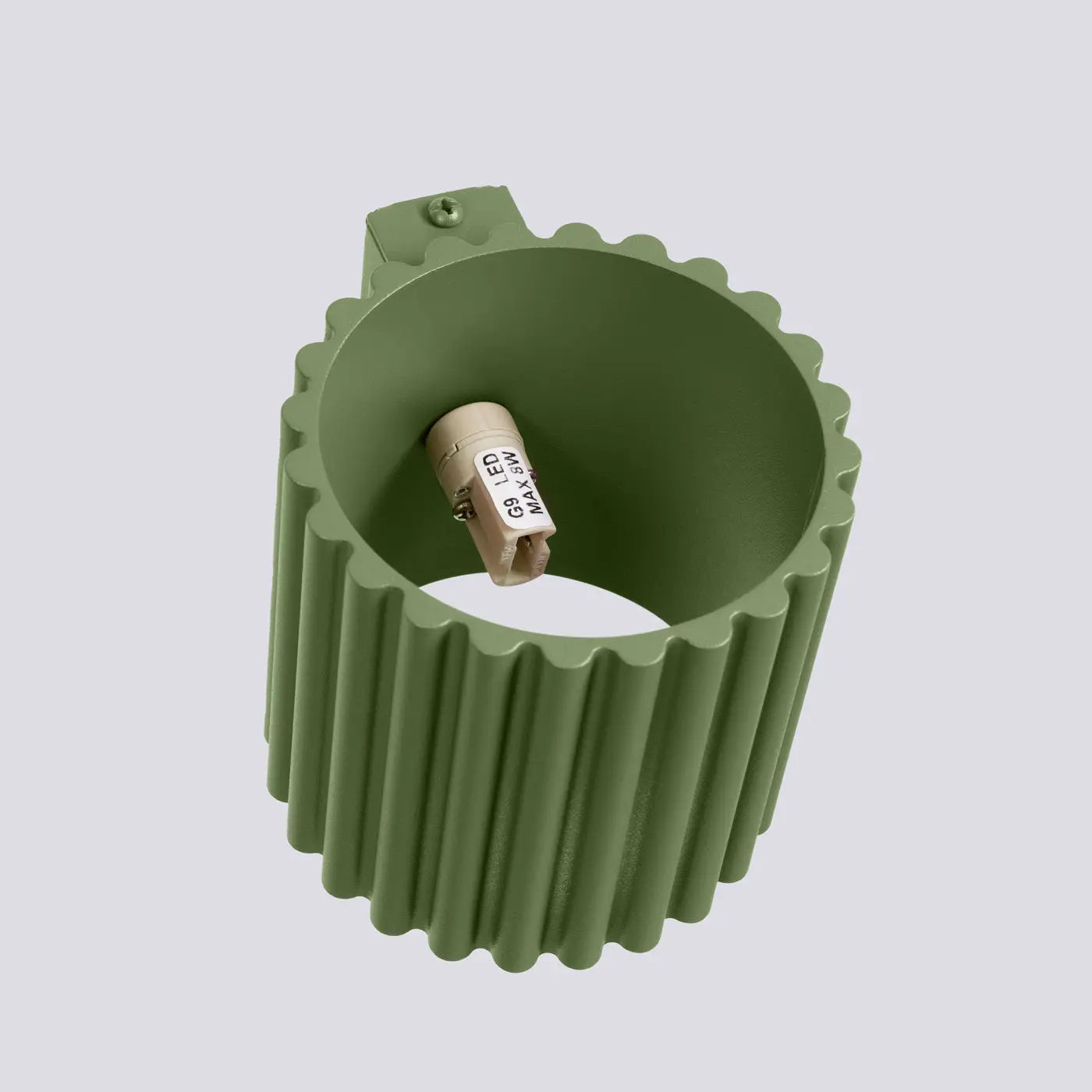 Applique murale cylindrique cannelée vert olive en aluminium — vue 6