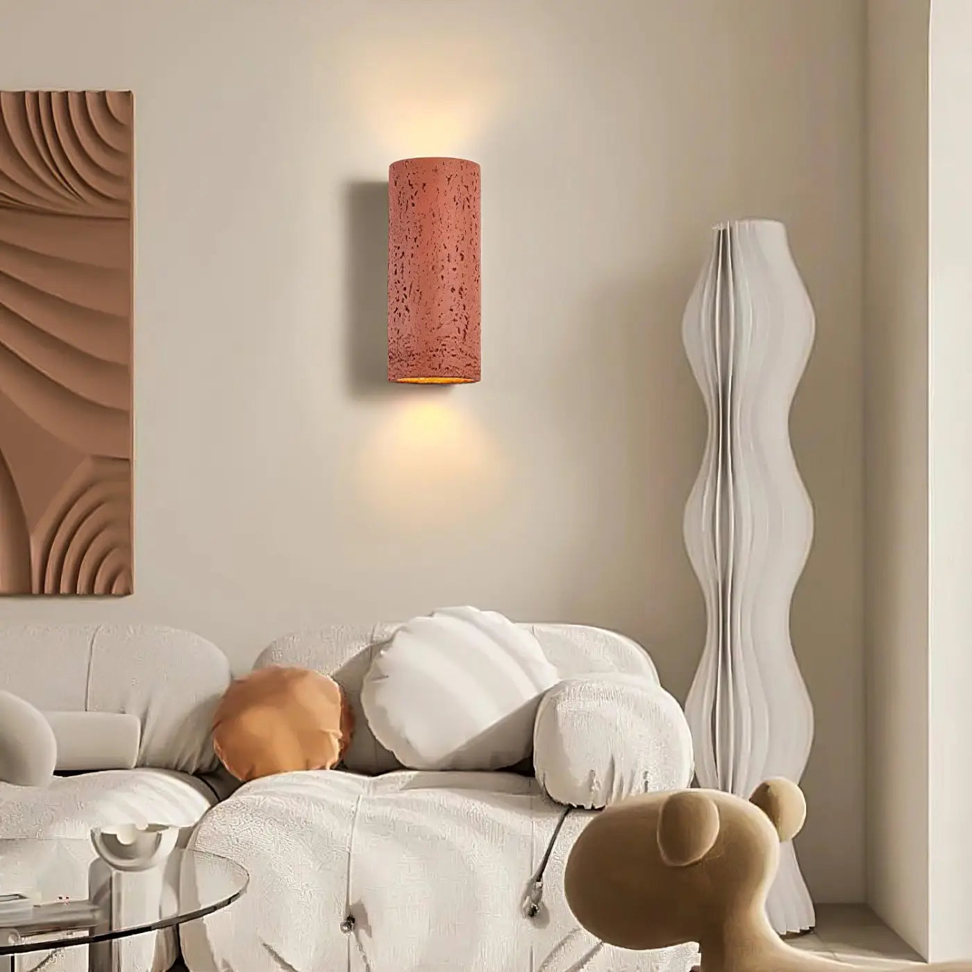 Applique murale cylindrique effet pierre en aluminium — vue 1