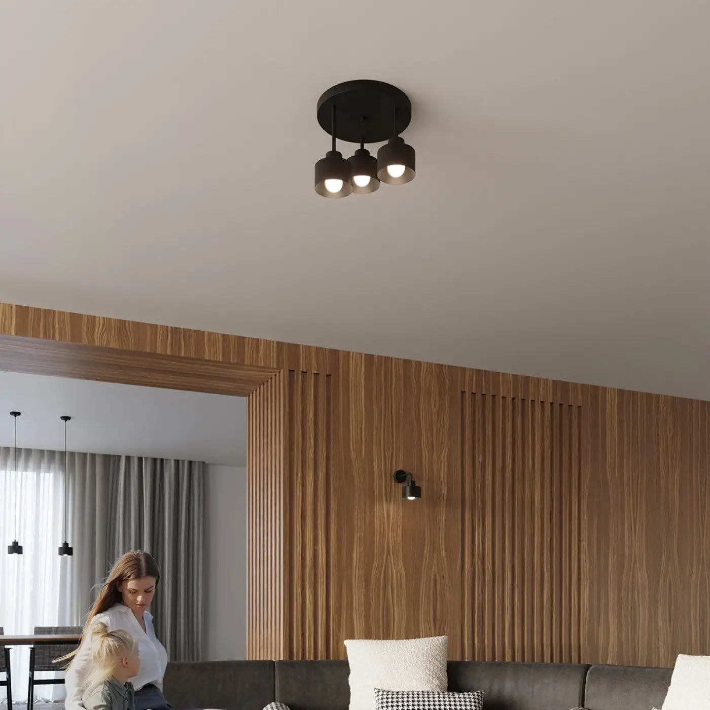 Applique murale cylindrique en acier noir mat E27 — vue 6