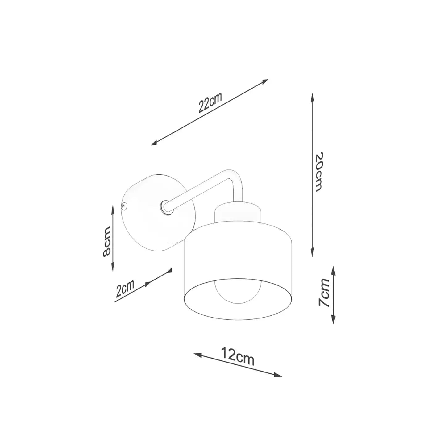 Applique murale cylindrique en acier noir mat E27 — vue 8