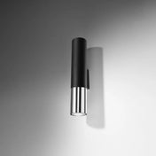 Applique murale cylindrique noire et chrome 2 lumières — vue 2