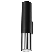 Applique murale cylindrique noire et chrome 2 lumières — vue 3
