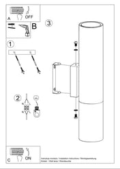 Applique murale cylindrique noire et chrome 2 lumières — vue 8