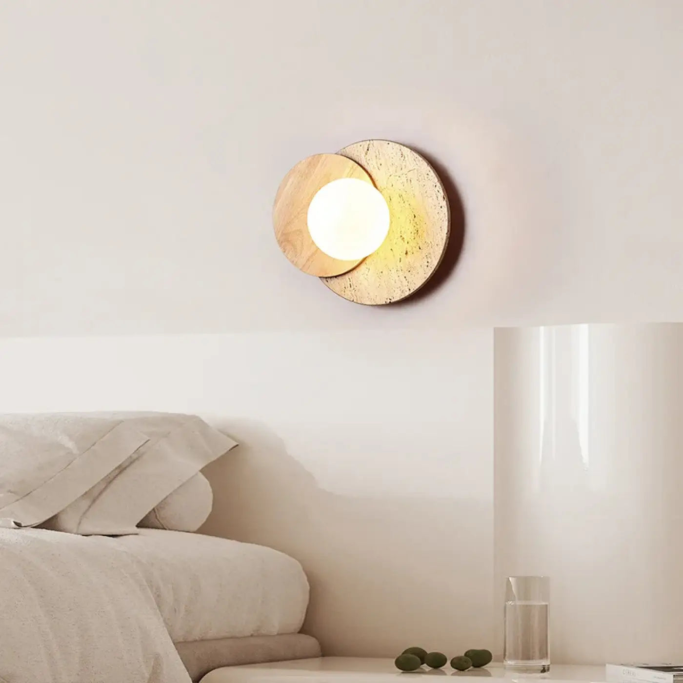 Applique murale disque en bois beige et marron — vue 2