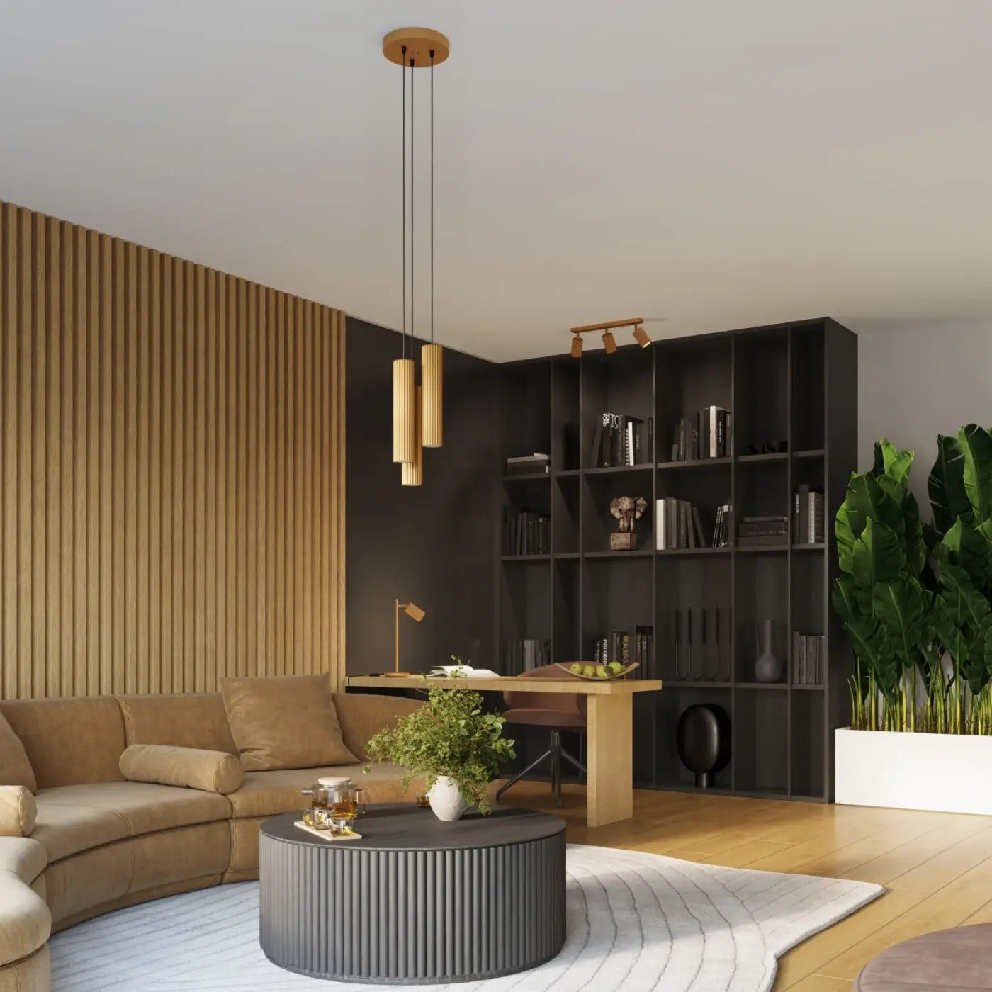 Applique murale dorée cannelée LED double faisceau — vue 9