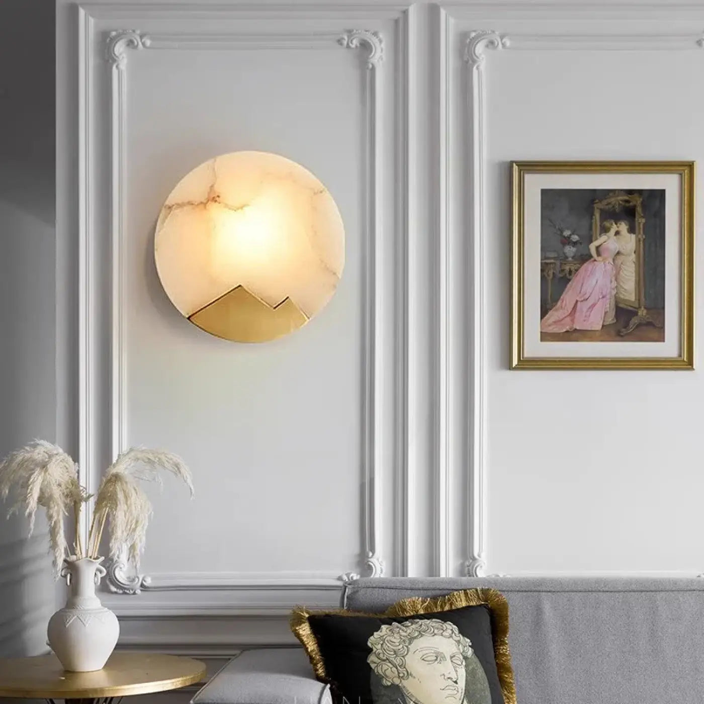 Applique murale dorée en métal et marbre style Art Déco — vue 1