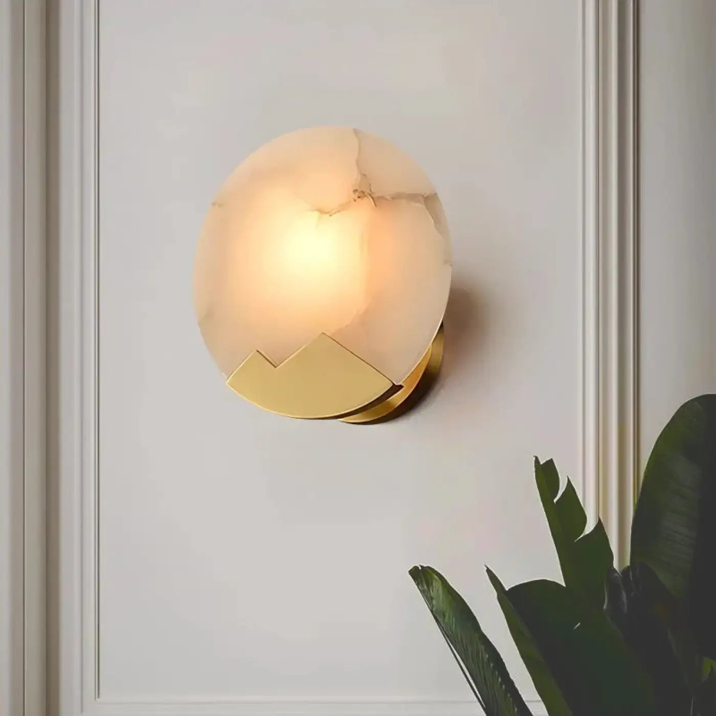 Applique murale dorée en métal et marbre style Art Déco — vue 3