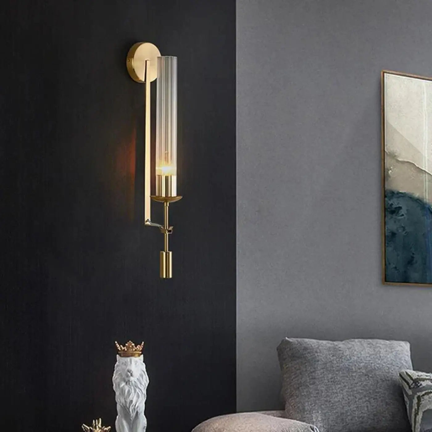 Applique murale dorée en métal industriel pour chambre — vue 1