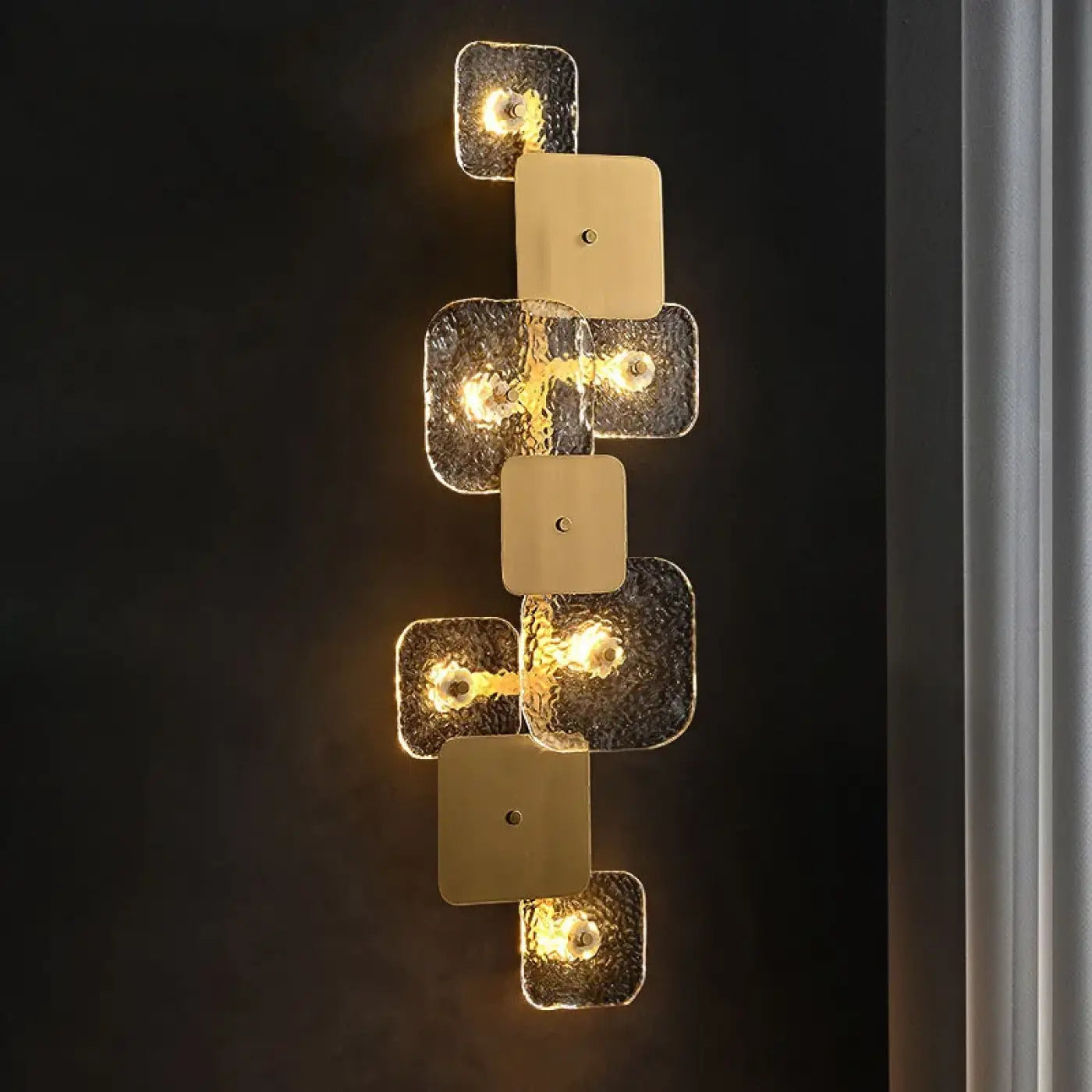 Applique murale dorée en verre texturé à 3 lumières — vue 8