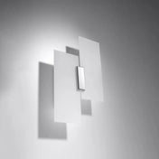 Applique murale double en verre blanc et chrome à 2 lumières — vue 2