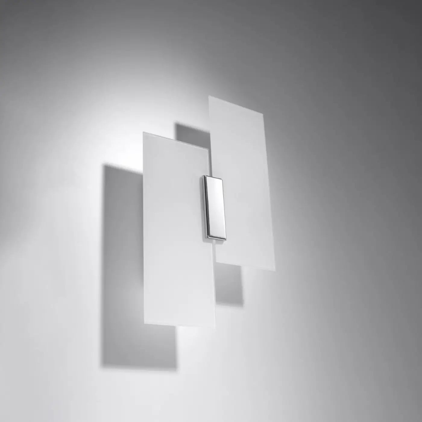 Applique murale double en verre blanc et chrome à 2 lumières — vue 2