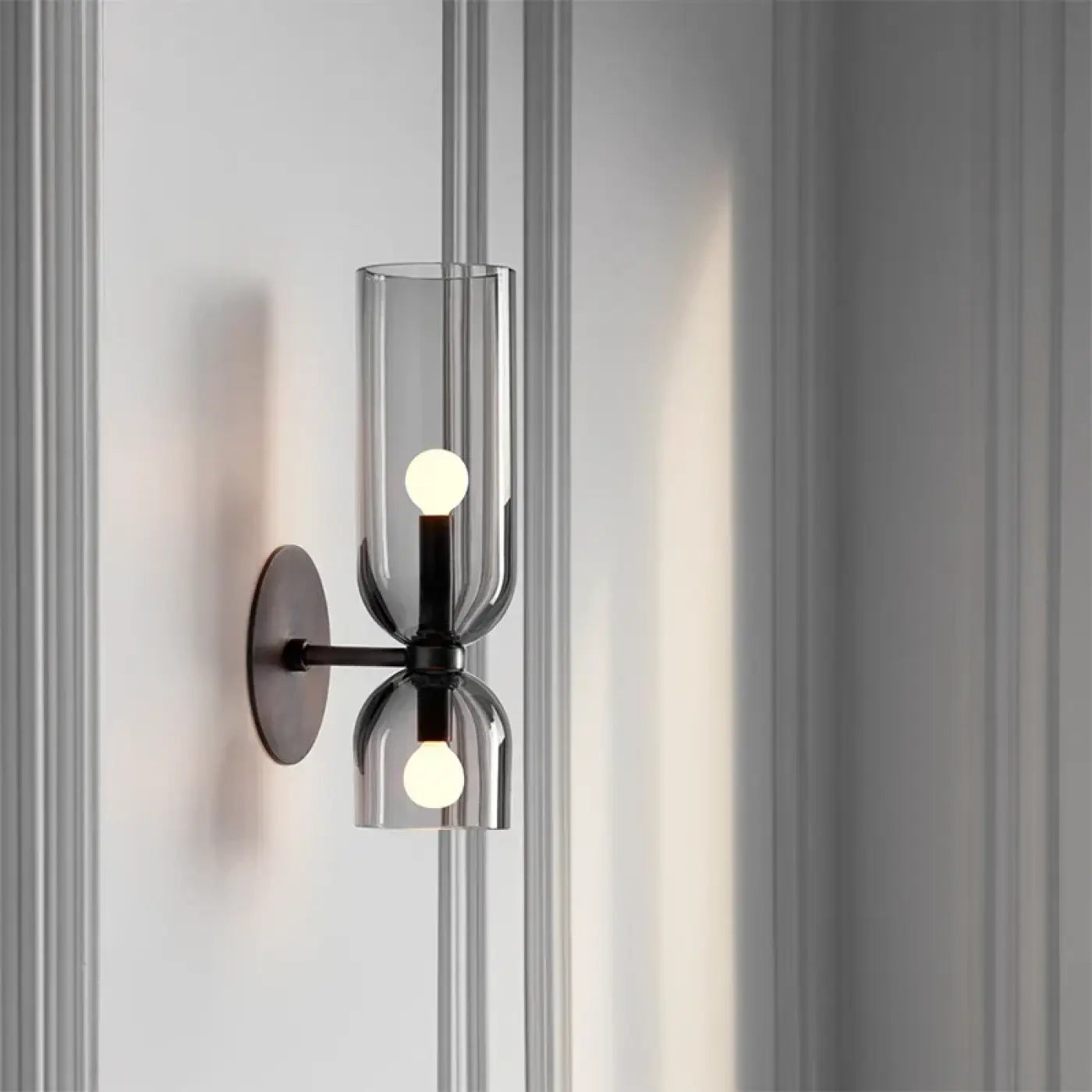 Applique murale double en verre et métal blanc E14 — vue 2