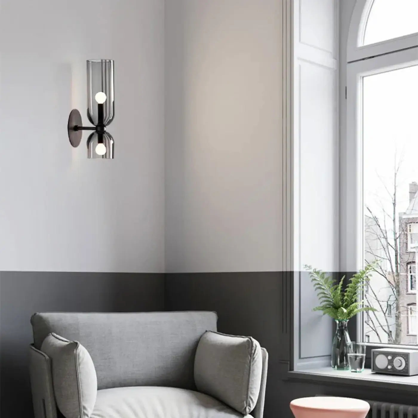 Applique murale double en verre et métal blanc E14 — vue 6