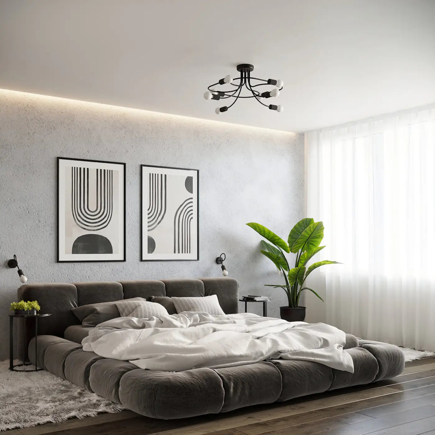 Applique murale en acier noir à boucle style industriel — vue 7