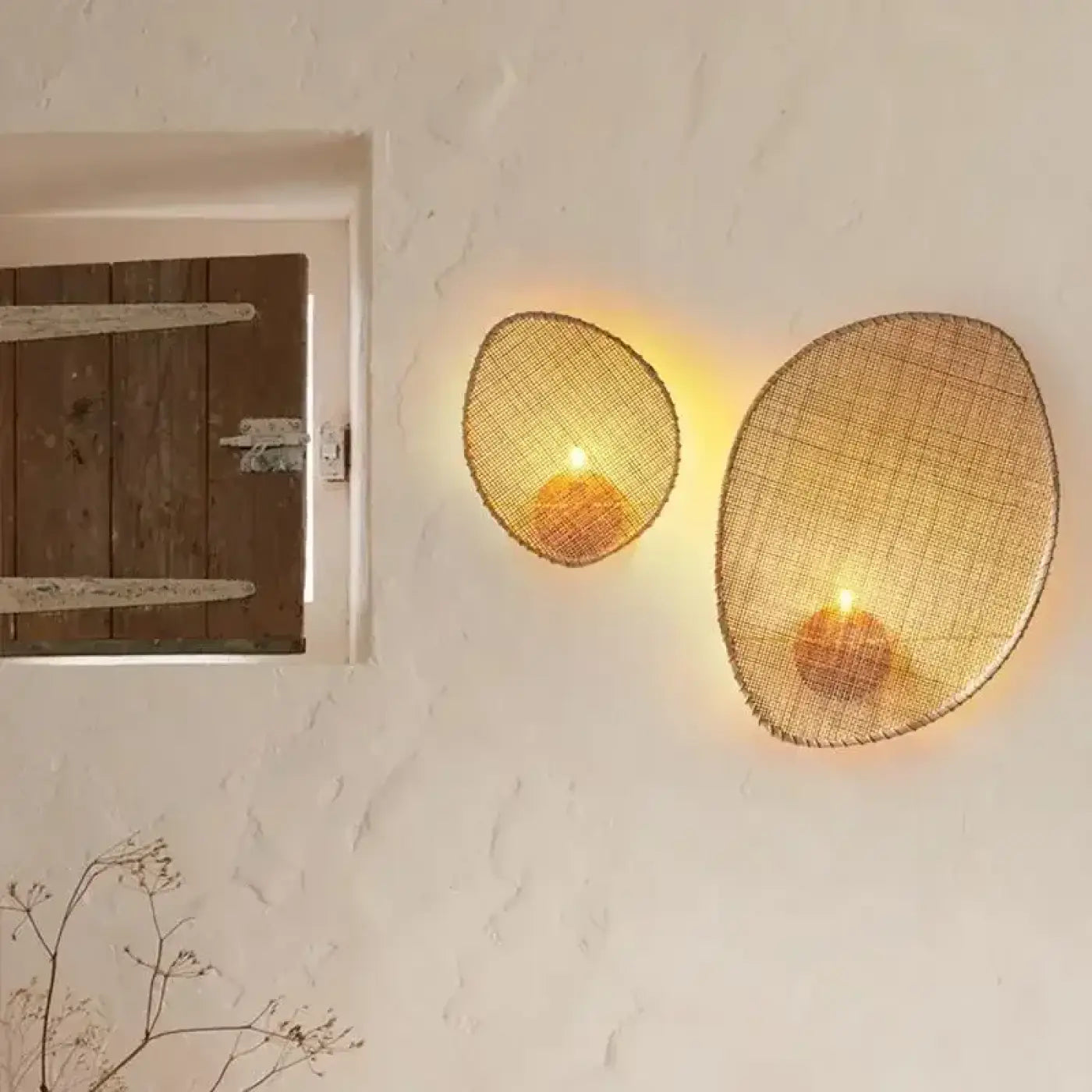 Applique murale en bambou tressé beige E27 moderne — vue 4