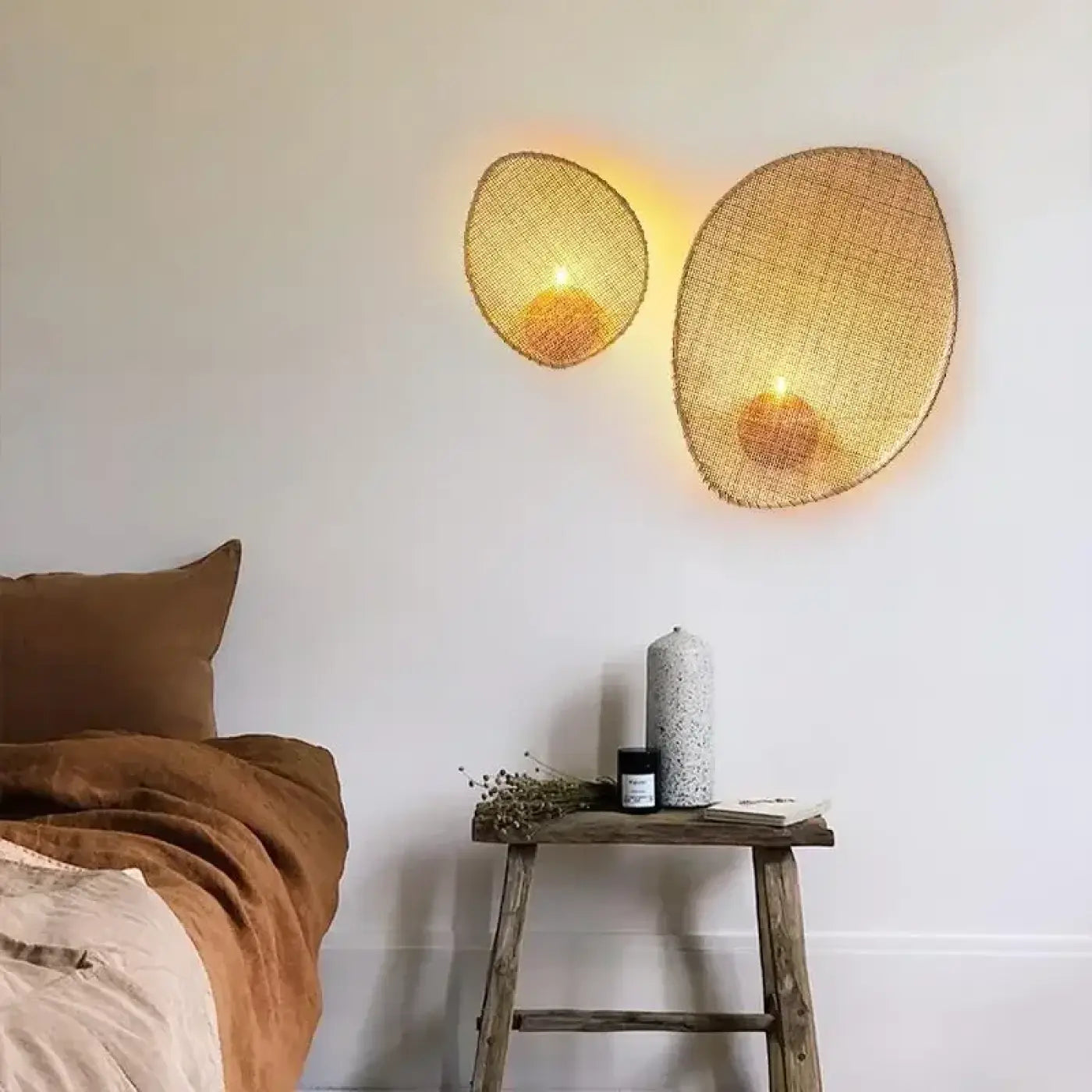 Applique murale en bambou tressé beige E27 moderne — vue 5