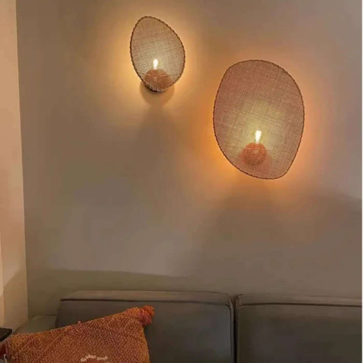 Applique murale en bambou tressé beige E27 moderne — vue 6