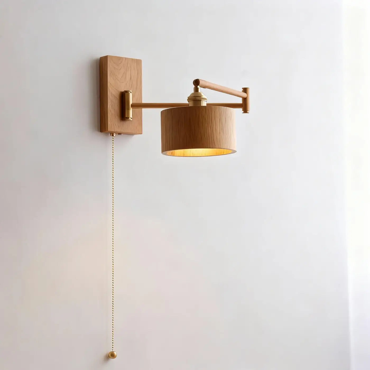 Applique murale en bois et métal beige scandinave culot E27 — vue 1