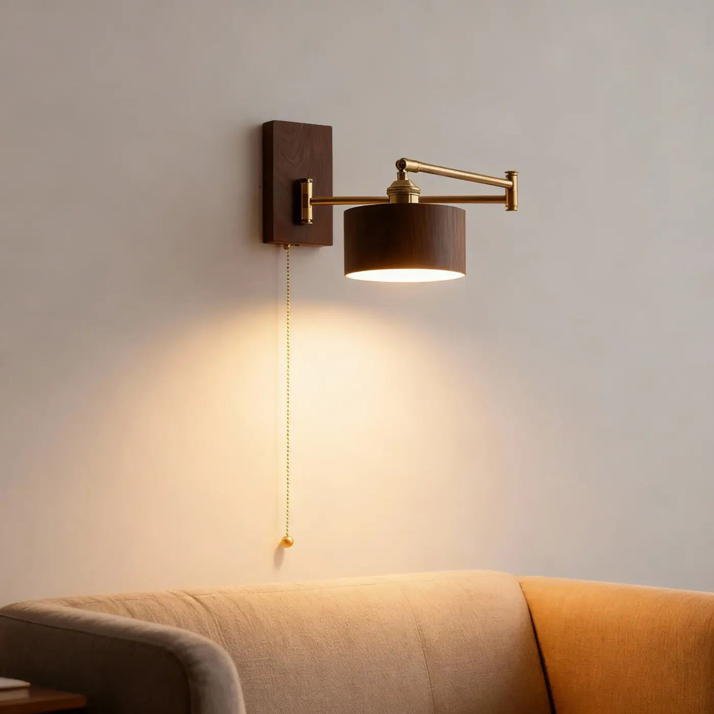 Applique murale en bois et métal beige scandinave culot E27 — vue 3