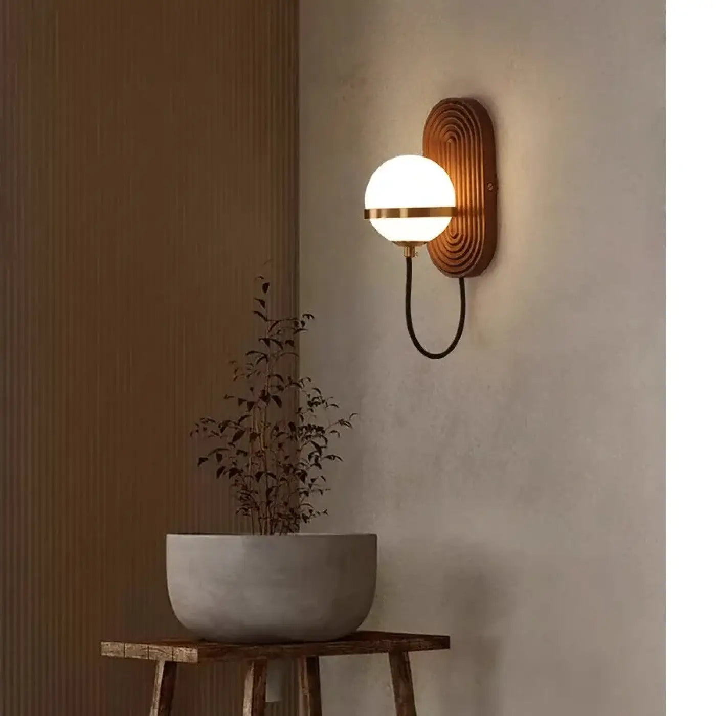 Applique murale en bois marron et acrylique moderne — vue 1