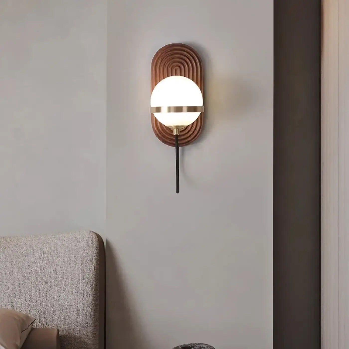 Applique murale en bois marron et acrylique moderne — vue 2