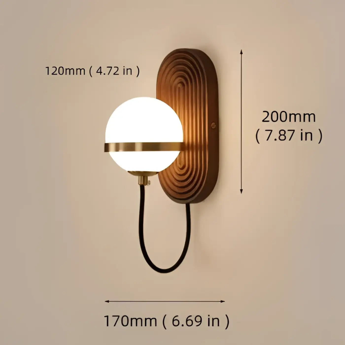 Applique murale en bois marron et acrylique moderne — vue 5