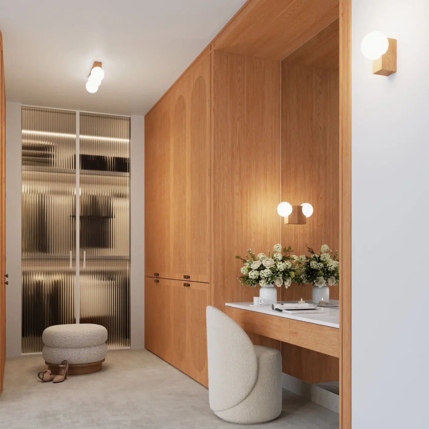 Applique murale en bois naturel avec globe LED design — vue 11