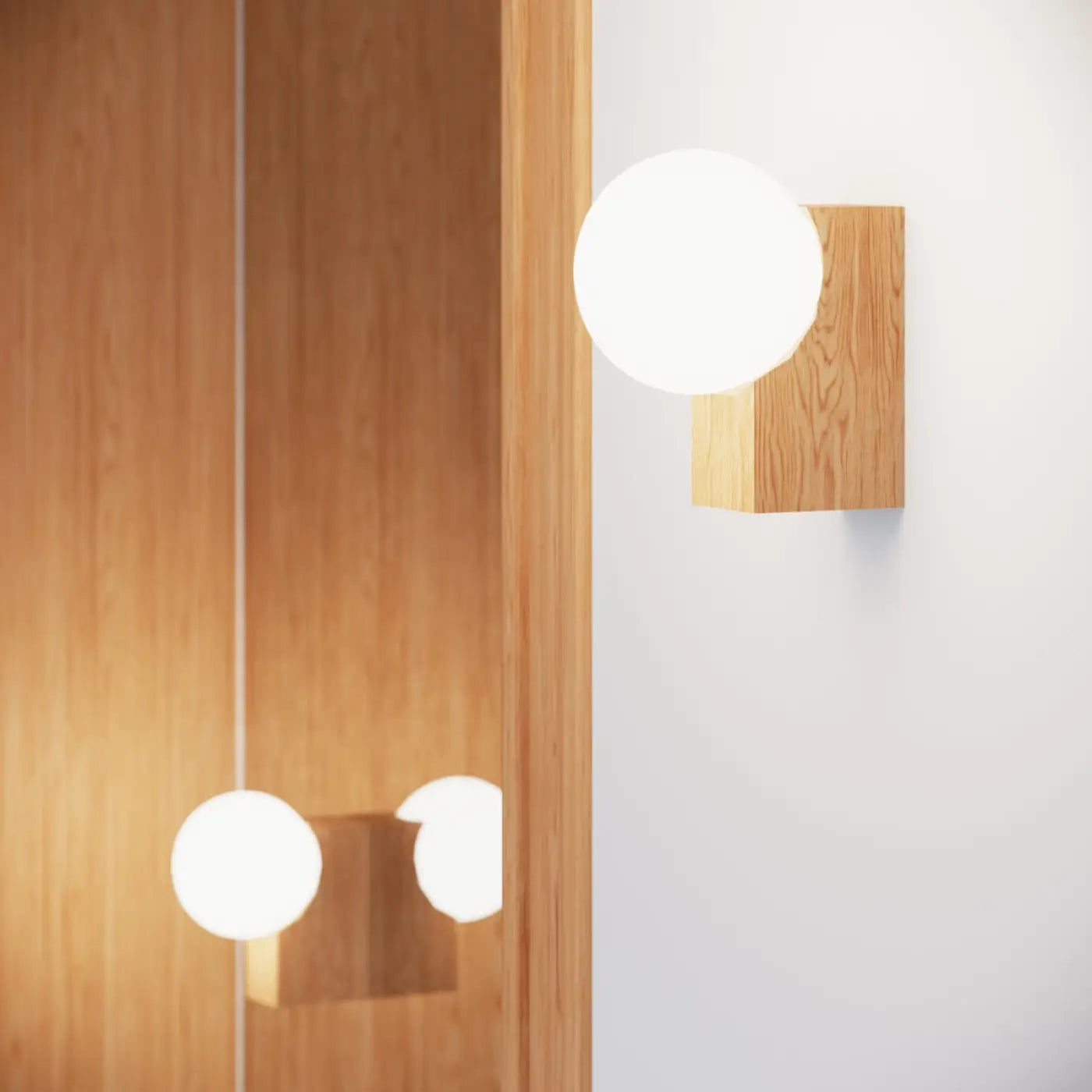 Applique murale en bois naturel avec globe LED design — vue 12
