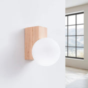 Applique murale en bois naturel avec globe LED design — vue 5
