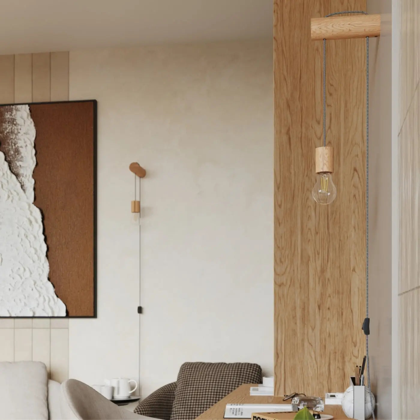 Applique murale en bois naturel et verre style scandinave — vue 12