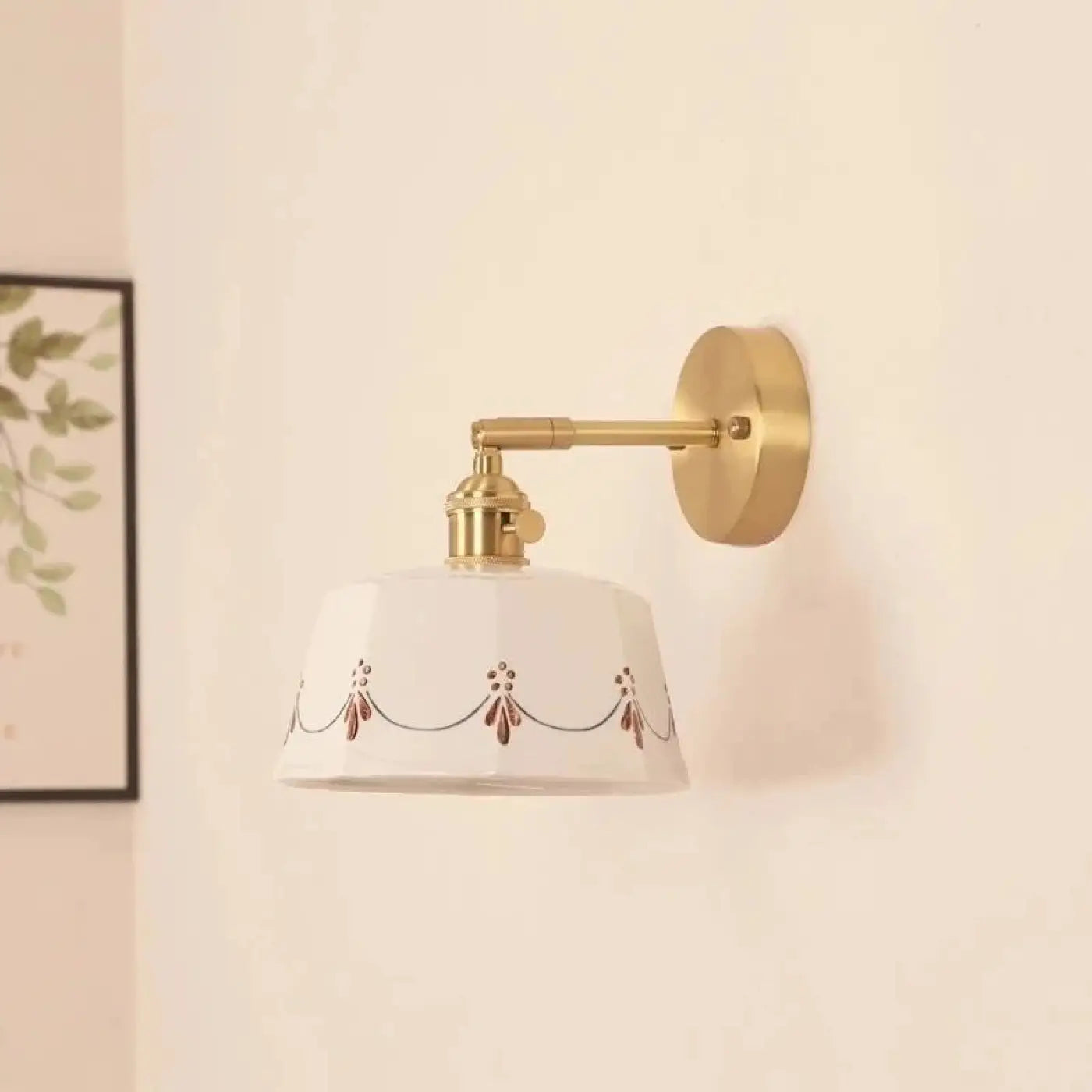 Applique murale en céramique blanche et laiton doré E27 — vue 1