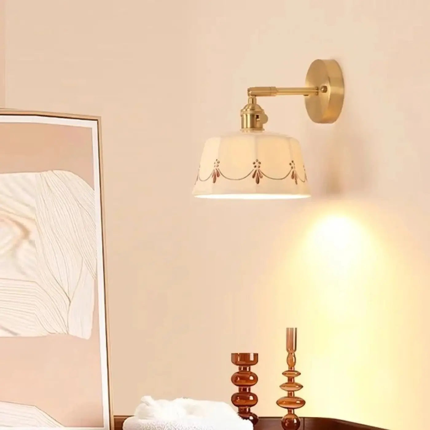 Applique murale en céramique blanche et laiton doré E27 — vue 4