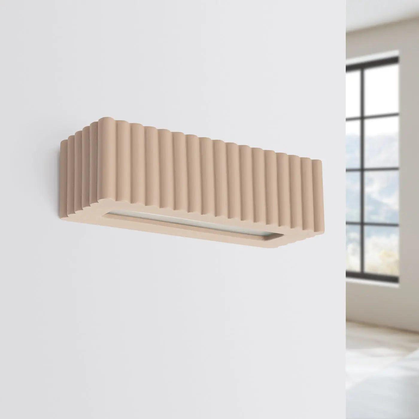 Applique murale en céramique taupe à relief rainuré — vue 2